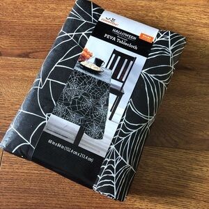 Halloween rectangle PEVA spiderweb tablecloth 60x84